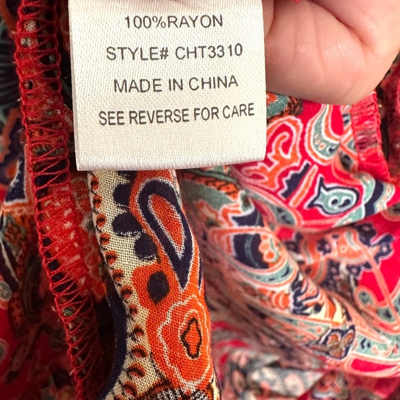 Honey Punch Mixed Print Bohemian Kimono Red and Blue Large Lightning - Picture 6 of 7